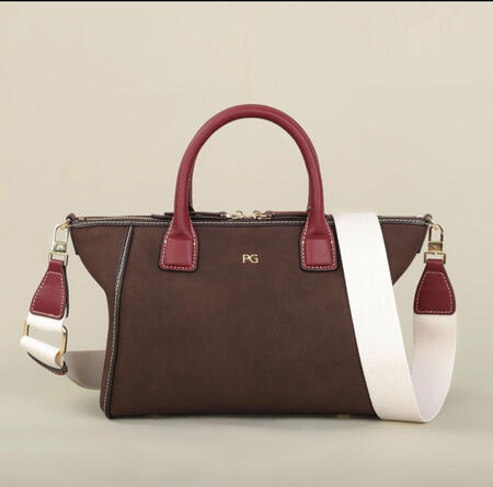 Elegant brown handbag with strap for women